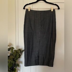 Halogen Charcoal Straight & Pencil Skirt Front Zip Up with Side Pockets, Sz 0
